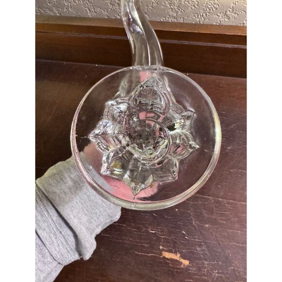 Vintage Clear Pressed Glass Rooster Figurine 8” Tall Round Base Chip on Rim - Picture 9 of 10